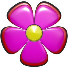 3D illustration of a single pink flower