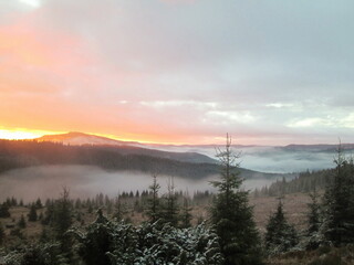 Beautiful sunrise in the mountains