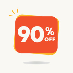 90% off. Tag for campaign with special offers, retail clearance. Discounted sales price. Use in ads, social media, banner