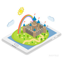 Online fairy tale reading isometric .