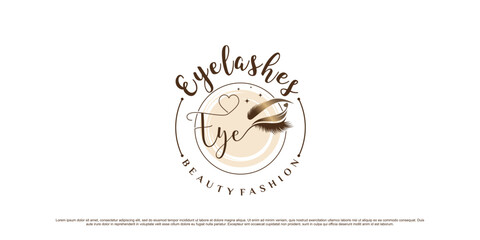 Luxury eyelashes logo design template for makeup salon with creative element concept