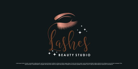 Eyelash extension logo design for beauty makeup with creative modern concept