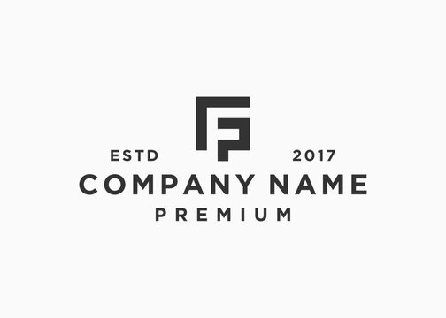 letter fp square logo design vector illustration template