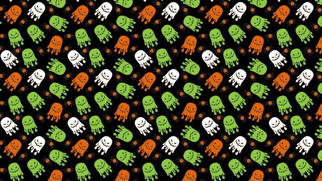 Color Halloween ghost seamless pattern. 2d spirit or boogeyman.
