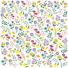 Fondo con flores de varios colores y tipos.