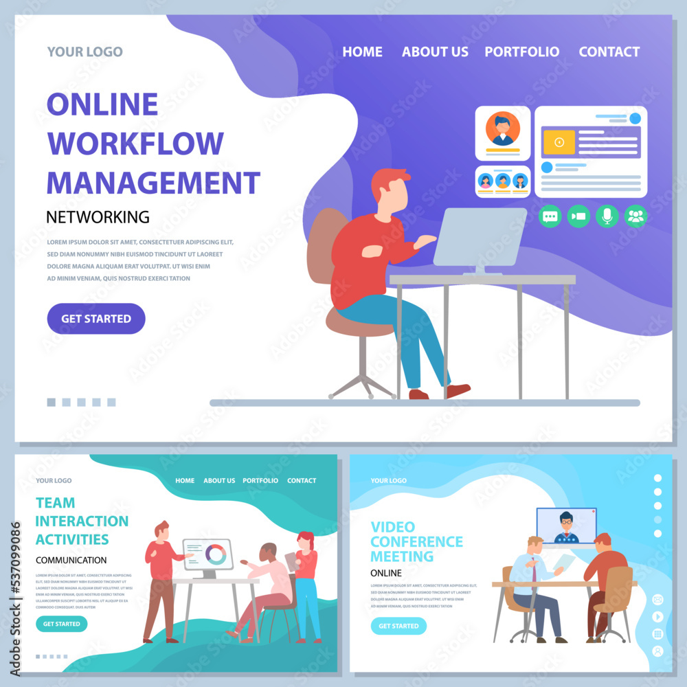 Poster online workflow management, team interaction activities and video conference using new technologies.