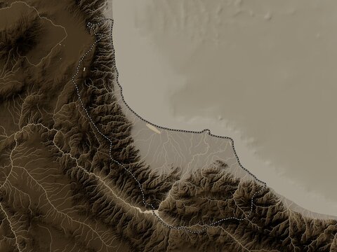 Gilan, Iran. Sepia. No legend