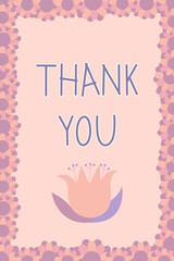 Thank you card. A letter of thanks. A postcard with flowers. Send a message to your loved ones.