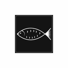 Illustration of Black Fish Icon isolated on a white background