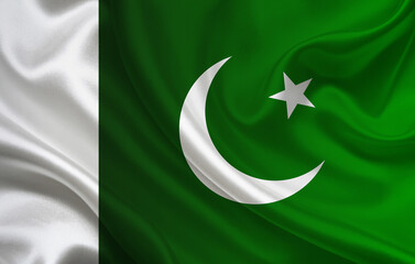 National Flag of Pakistan. Pakistan Flag waving.