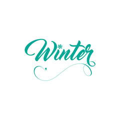 winter calligraphic white background vector illustration.