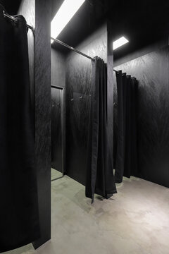 Black Fitting Room In The Clothes Shop