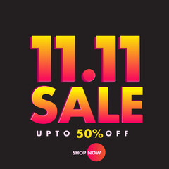 Special day 11.11 Shopping day sale poster or flyer design. vector illustration.