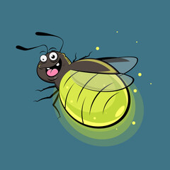funny illustration of a glowing cartoon firefly - 537104077