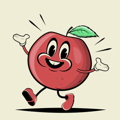funny illustration of a walking apple