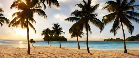 Fototapeta premium Illustration Realistic Beach Sand Sea