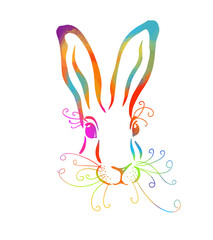 colored face of a hare. Vector illustration