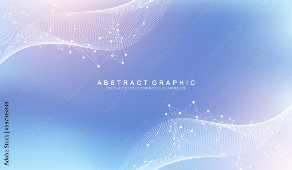 Aufkleber Digits abstract background with connected line and dots, web cover. Digital neural networks. Network and connection background for your presentation. Web graphic background. Vector illustration.