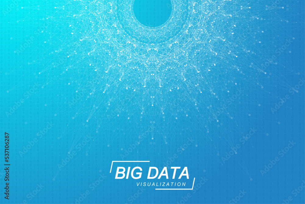 Poster Digits abstract background with connected line and dots, web cover. Digital neural networks. Network and connection background for your presentation. Web graphic background. Vector illustration.