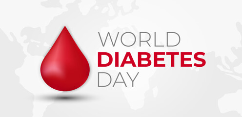 World Diabetes Day Background Illustration with Red Blood Drop