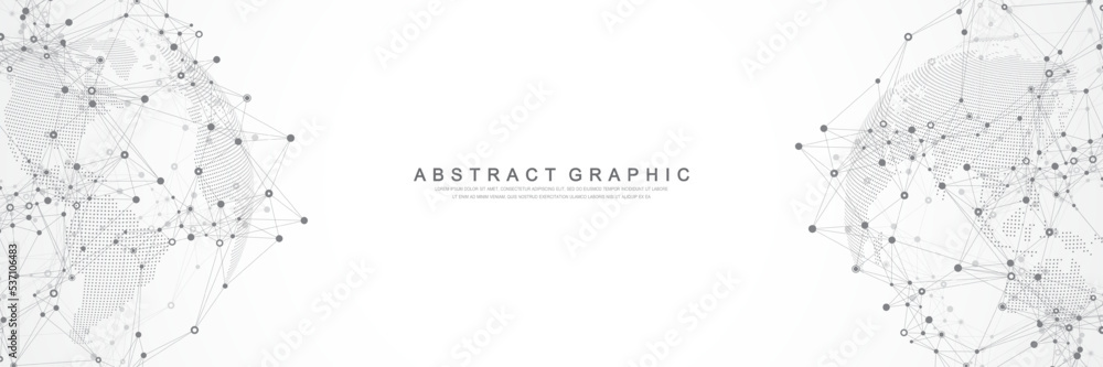 Aufkleber Global network connection concept. Social network communication in the global business. Big data visualization. Internet technology. Vector illustration.