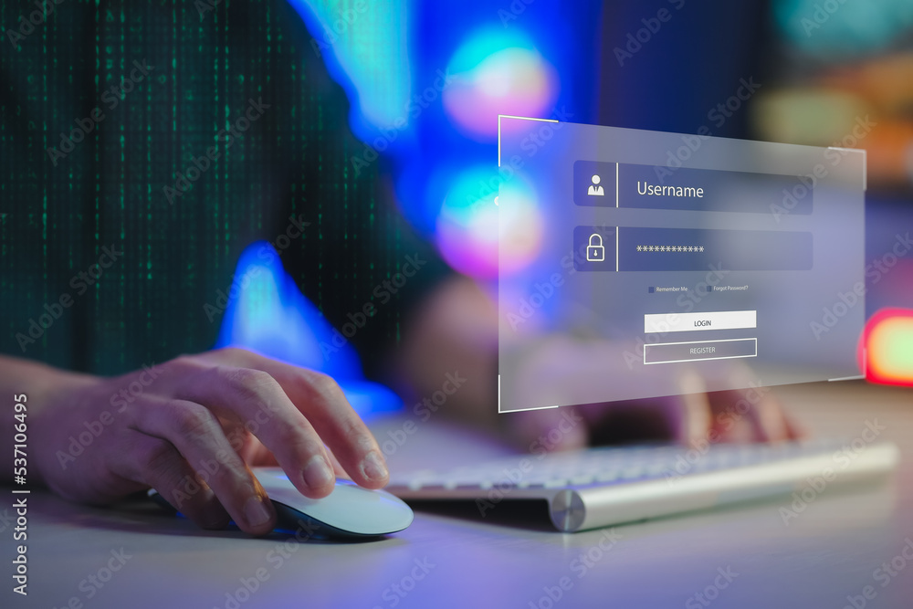 Poster cybersecurity concept global network security technology, business people protect personal informati