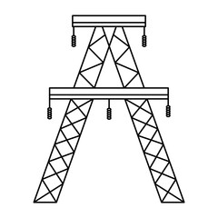 Supports of the high-voltage power grid. Vector illustration of utility electric transmission networks. Power lines isolated on white background.