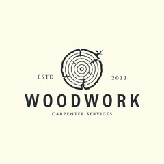 carpentry vintage logo vector template illustration design. woodwork or timber logo concept