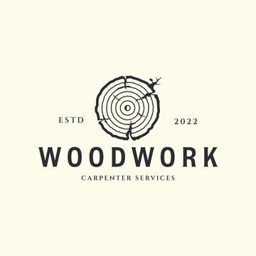 carpentry vintage logo vector template illustration design. woodwork or timber logo concept
