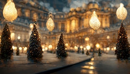 Abstract, Artistic, Christmas, Paris, Ultra-Realistic, 3D, Xmas Background