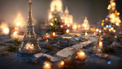 Abstract, Artistic, Christmas, Paris, Ultra-Realistic, 3D, Xmas Background