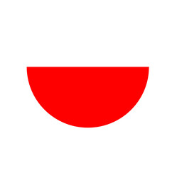 Half red circle vector icon. red cut circle.
