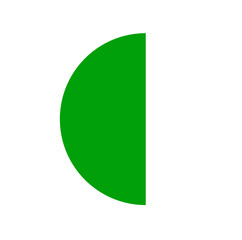 Half red circle vector icon. red cut circle.