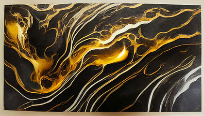 Obraz na płótnie Canvas Luxury abstract fluid art painting background alcohol ink technique black and gold, Black and white marble tile texture with golden veins