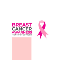 Pink ribbon to World Breast Cancer Awareness month. Bright Brest Cancer medical banner. Vector illustration.