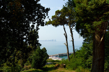 Sea view from the botanical garden in Batumi, Georgia.