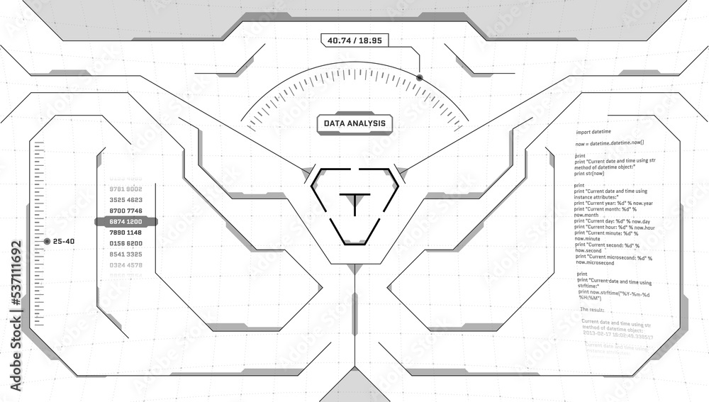 Poster vr hud digital future interface triangular sight. sci-fi virtual reality technology view head up dis