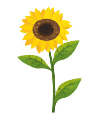 Cartoon scene with sunflower isolated illustration