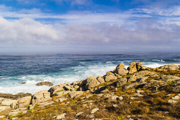 Fototapeta na wymiar Rocky coast of the atlantic ocean, Laxe, Spain, Galicia