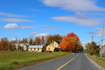Fototapeta na wymiar Fall landscape eastern townships Bromont Quebec province Canada
