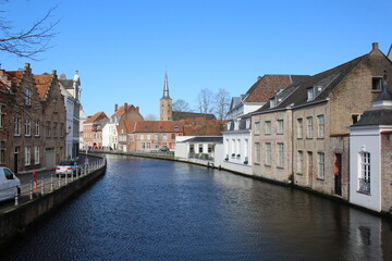 Fototapeta na wymiar brugge europe belgium canal river oldtown gothic vintage 