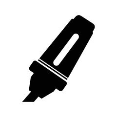Writing highlighter stationery marker icon | Black Vector illustration |
