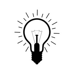 Power saving led light bulb icon | Black Vector illustration |