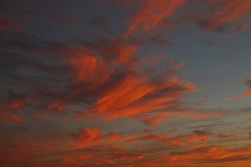 Beautiful sunset with bright clouds