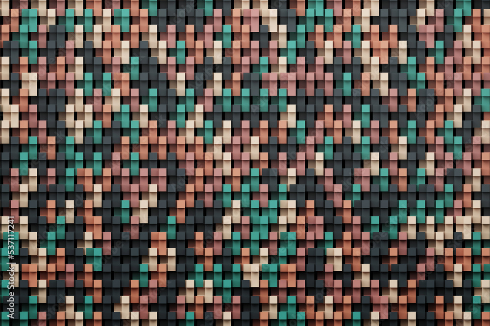 Aufkleber abstract row of colorful futuristic objects background 3d rendering
