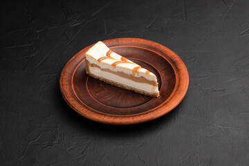 Cheesecake, sweet cheesecakes with different flavors on a black background