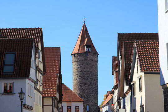historische stadtansicht grebenstein in nordhessen bei calden
