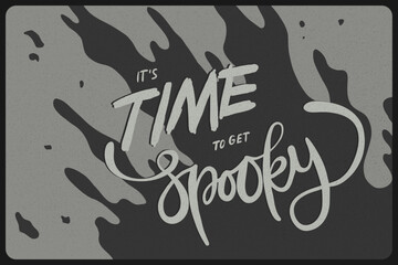 Halloween Hand Drawn Lettering phrase on spooky background. Vector illustration in retro cartoon movie style