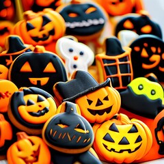 Colorful halloween cookies illustration