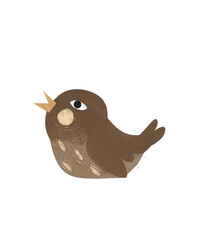 Cartoon animal bird robin on white background illustration for children